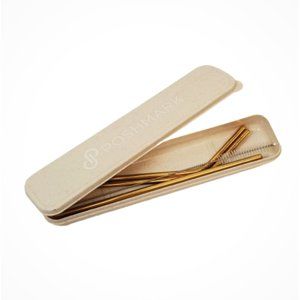 Poshmark Gold Reusable Straw Set with Cleaning Brush, Opened, Never Used